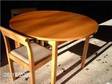 SOLID PINE dining table and two upholstered chairs Very....